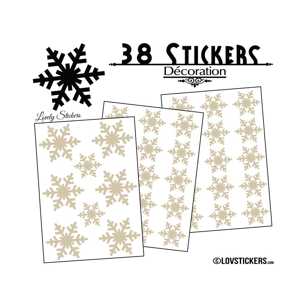 38 Stickers flocons de neige - Autocollant Décoration de Noel