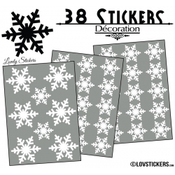 38 Stickers flocons de neige - Autocollant Décoration de Noel