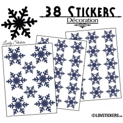 38 Stickers flocons de neige - Autocollant Décoration de Noel