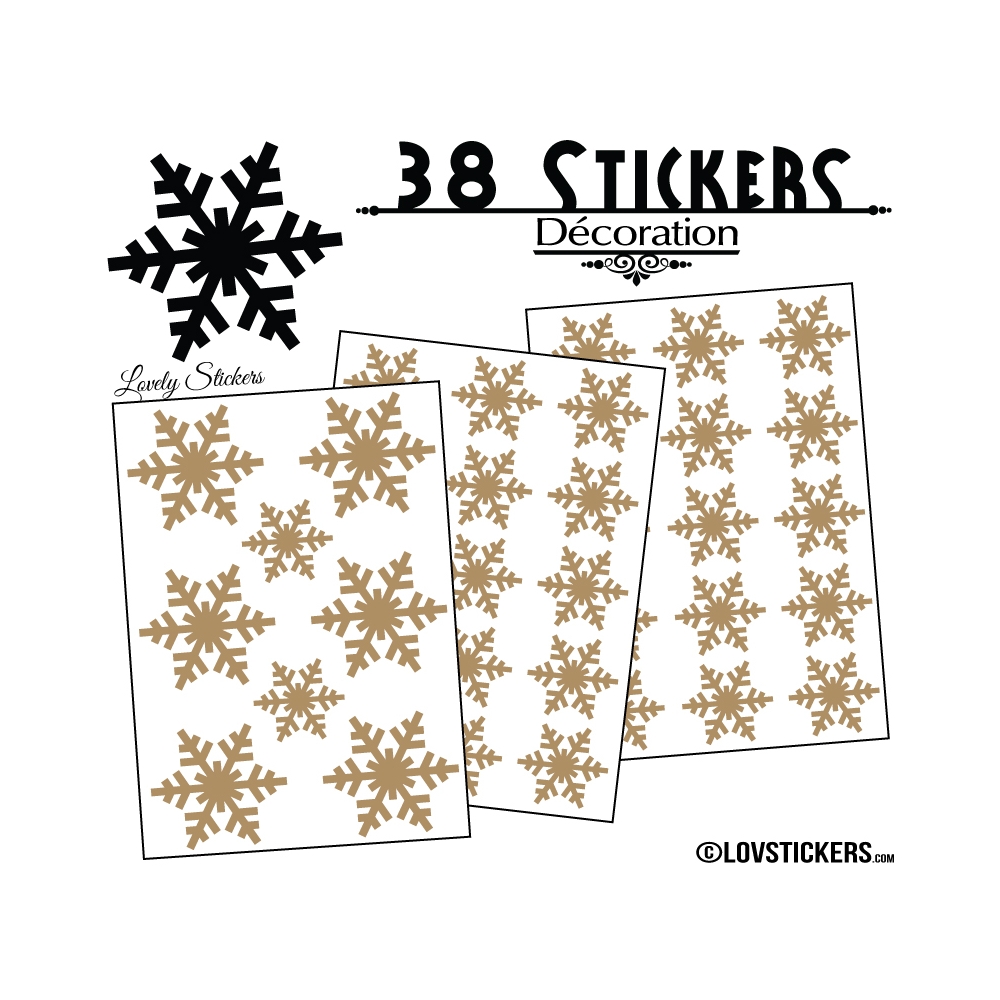 38 Stickers flocons de neige - Autocollant Décoration de Noel