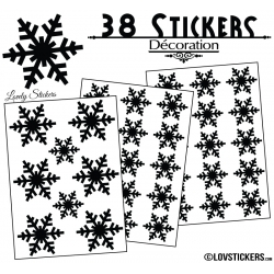 38 Stickers flocons de neige - Autocollant Décoration de Noel