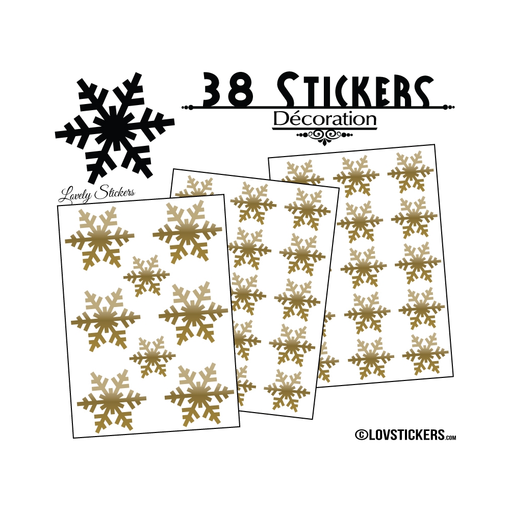 38 Stickers flocons de neige - Autocollant Décoration de Noel