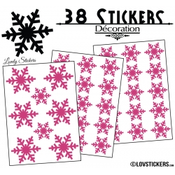 38 Stickers flocons de neige - Autocollant Décoration de Noel