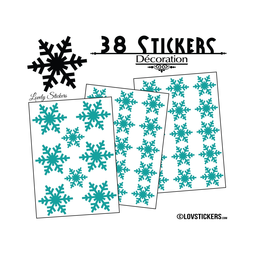 38 Stickers flocons de neige - Autocollant Décoration de Noel