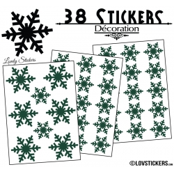 38 Stickers flocons de neige - Autocollant Décoration de Noel