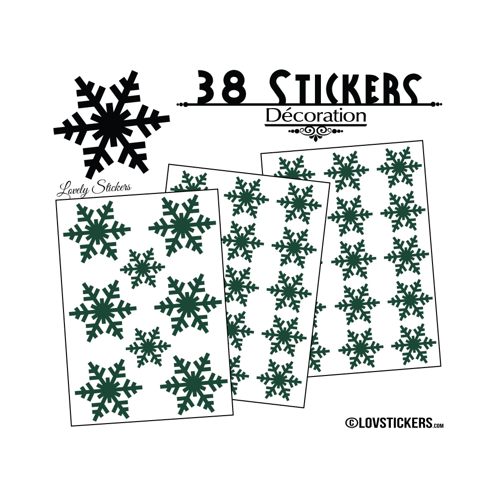 38 Stickers flocons de neige - Autocollant Décoration de Noel