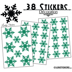 38 Stickers flocons de neige - Autocollant Décoration de Noel