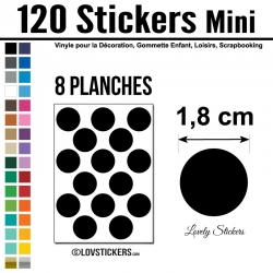 120 Stickers Ronds 1,8 cm - Décoration Gommette Loisirs - Vinyle Repositionnable