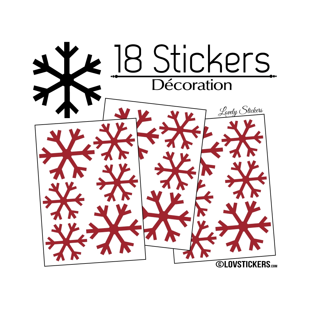 18 Stickers flocons de neige - Autocollant Décoration de Noel