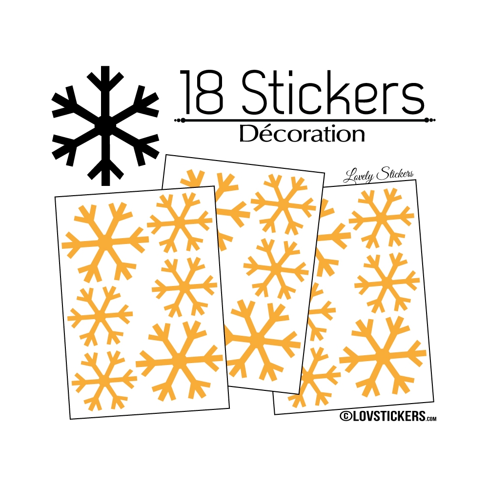 18 Stickers flocons de neige - Autocollant Décoration de Noel