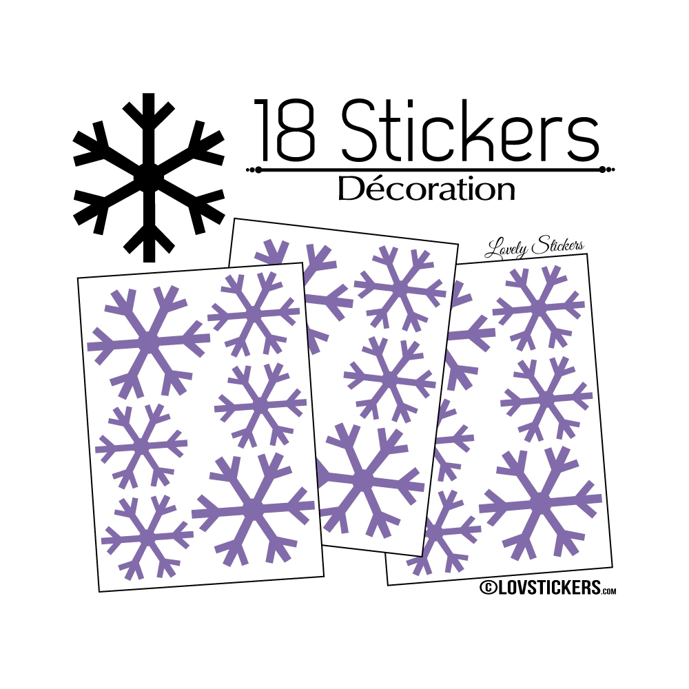 18 Stickers flocons de neige - Autocollant Décoration de Noel