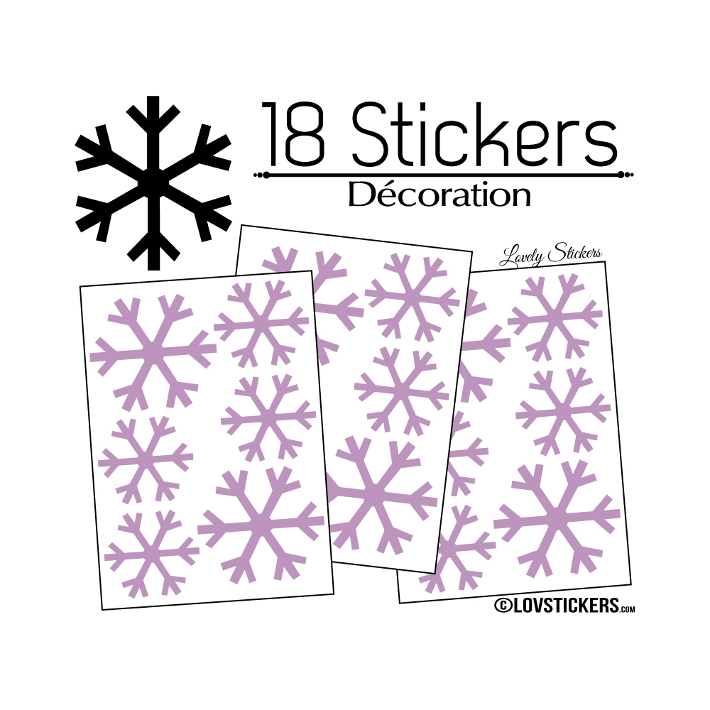 18 Stickers flocons de neige - Autocollant Décoration de Noel