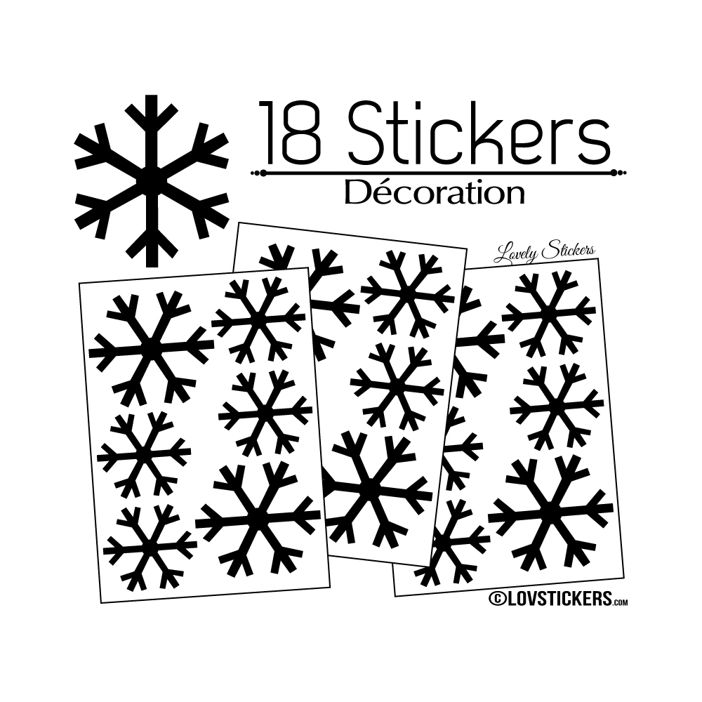 18 Stickers flocons de neige - Autocollant Décoration de Noel