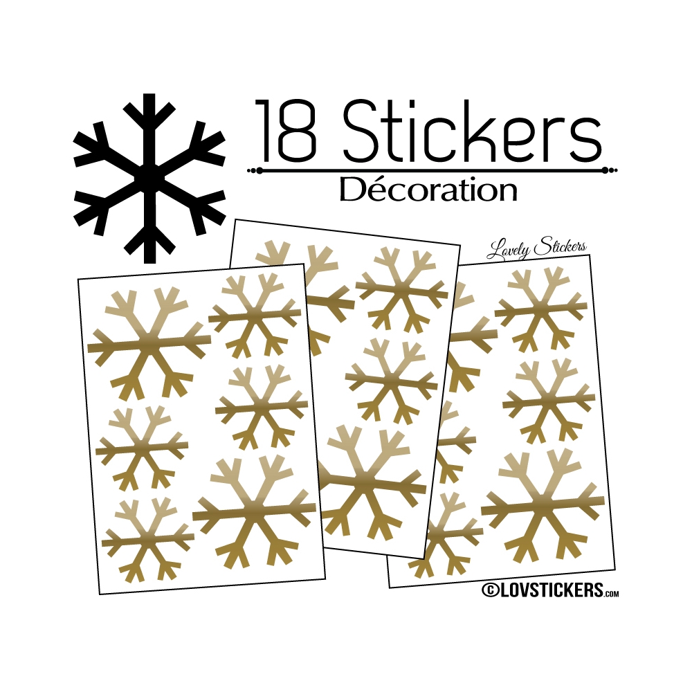 18 Stickers flocons de neige - Autocollant Décoration de Noel