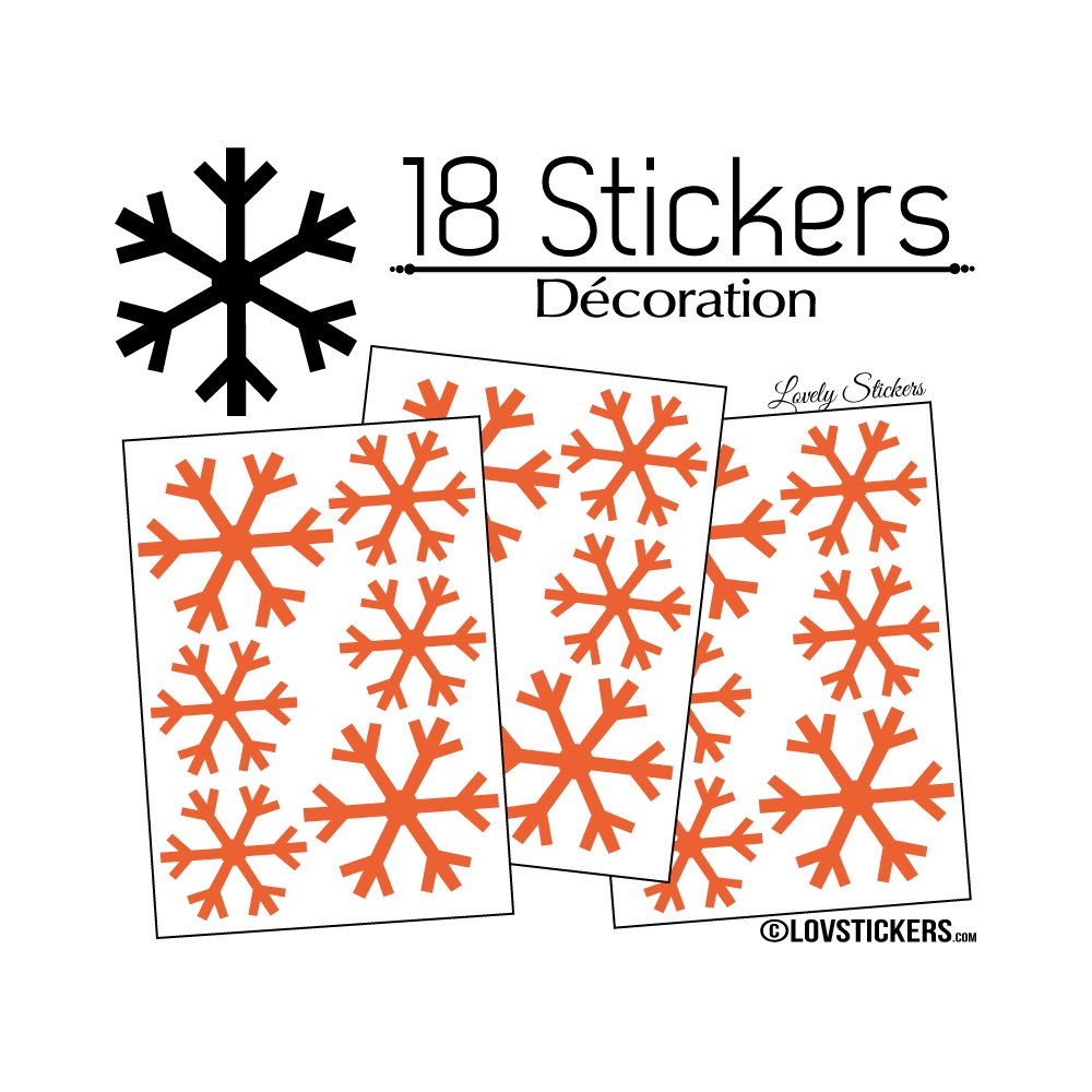 18 Stickers flocons de neige - Autocollant Décoration de Noel