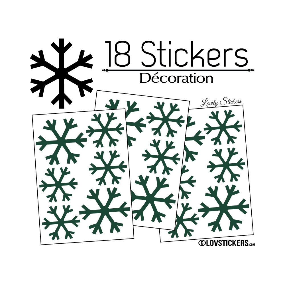 18 Stickers flocons de neige - Autocollant Décoration de Noel