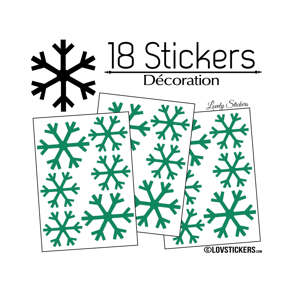 18 Stickers flocons de neige - Autocollant Décoration de Noel