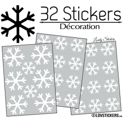 32 Stickers flocons de neige - Autocollant Décoration de Noel