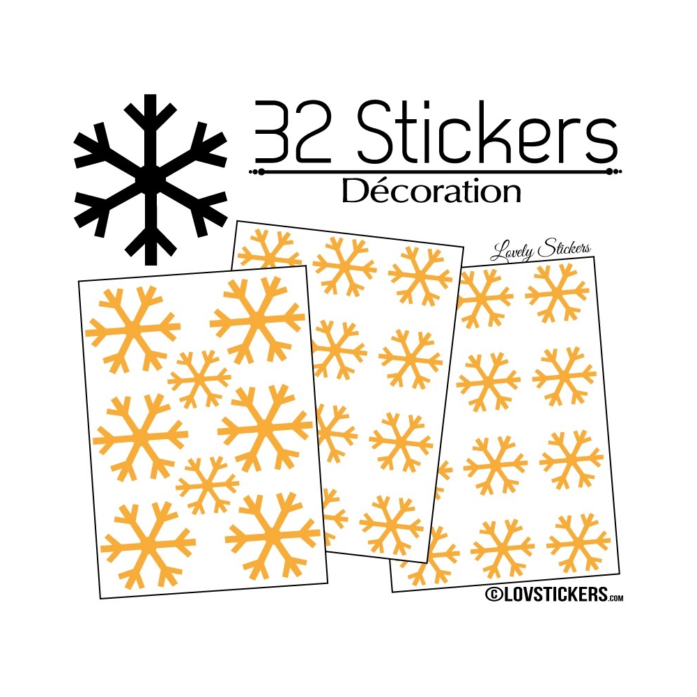 32 Stickers flocons de neige - Autocollant Décoration de Noel