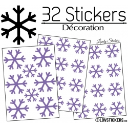 32 Stickers flocons de neige - Autocollant Décoration de Noel