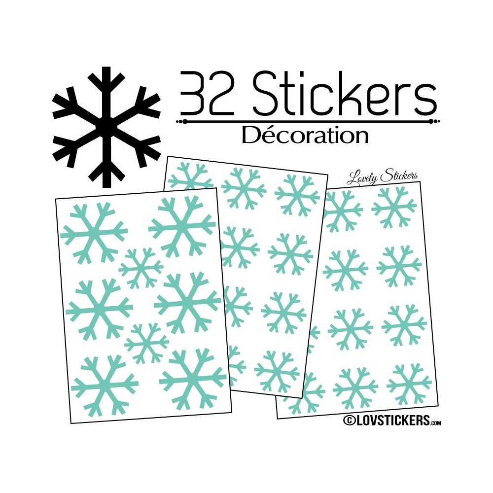 32 Stickers flocons de neige - Autocollant Décoration de Noel