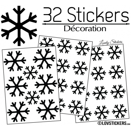 32 Stickers flocons de neige - Autocollant Décoration de Noel