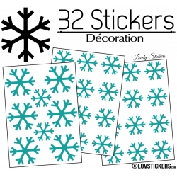 32 Stickers flocons de neige - Autocollant Décoration de Noel