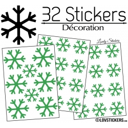 32 Stickers flocons de neige - Autocollant Décoration de Noel