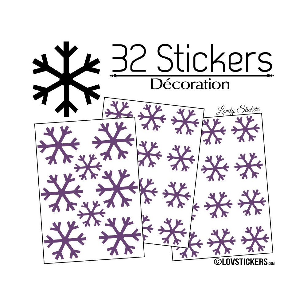 32 Stickers flocons de neige - Autocollant Décoration de Noel