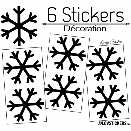 6 flocons de neige 10cm- Autocollant Décoration de Noel