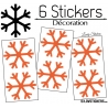 6 flocons de neige 10cm- Autocollant Décoration de Noel