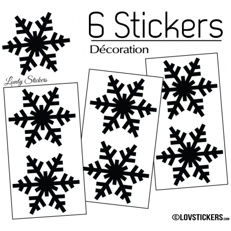 6 flocons de neige 10cm- Autocollant Décoration de Noel