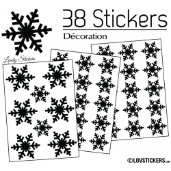 38 Stickers flocons de neige - Autocollant Décoration de Noel