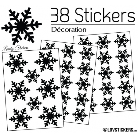 38 Stickers flocons de neige - Autocollant Décoration de Noel