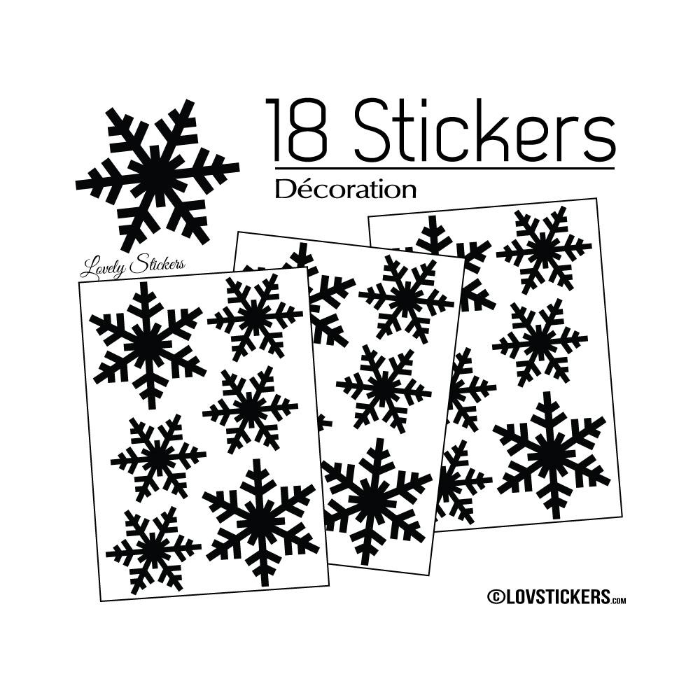 18 Stickers flocons de neige - Autocollant Décoration de Noel