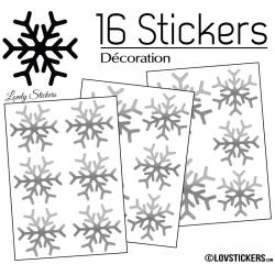 16 Stickers flocons de neige - Autocollant Décoration de Noel