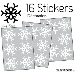 16 Stickers flocons de neige - Autocollant Décoration de Noel