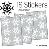 16 Stickers flocons de neige - Autocollant Décoration de Noel