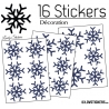 16 Stickers flocons de neige - Autocollant Décoration de Noel