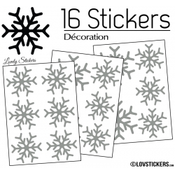 16 Stickers flocons de neige - Autocollant Décoration de Noel