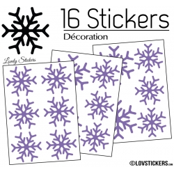 16 Stickers flocons de neige - Autocollant Décoration de Noel