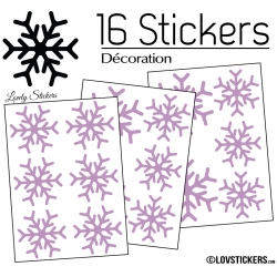 16 Stickers flocons de neige - Autocollant Décoration de Noel