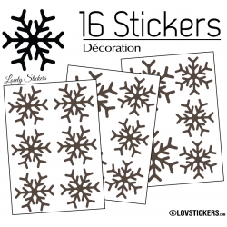 16 Stickers flocons de neige - Autocollant Décoration de Noel