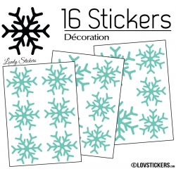 16 Stickers flocons de neige - Autocollant Décoration de Noel