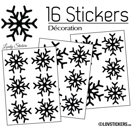 16 Stickers flocons de neige - Autocollant Décoration de Noel