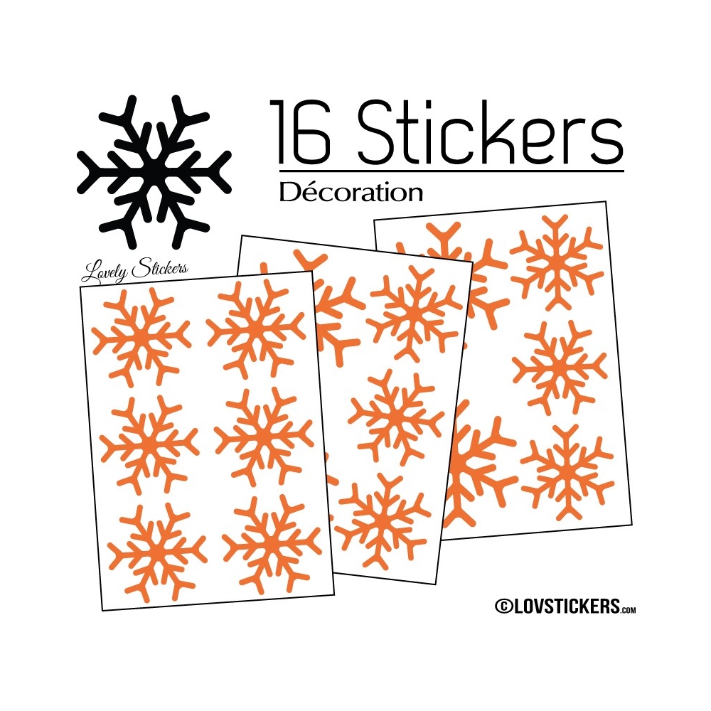 16 Stickers flocons de neige - Autocollant Décoration de Noel