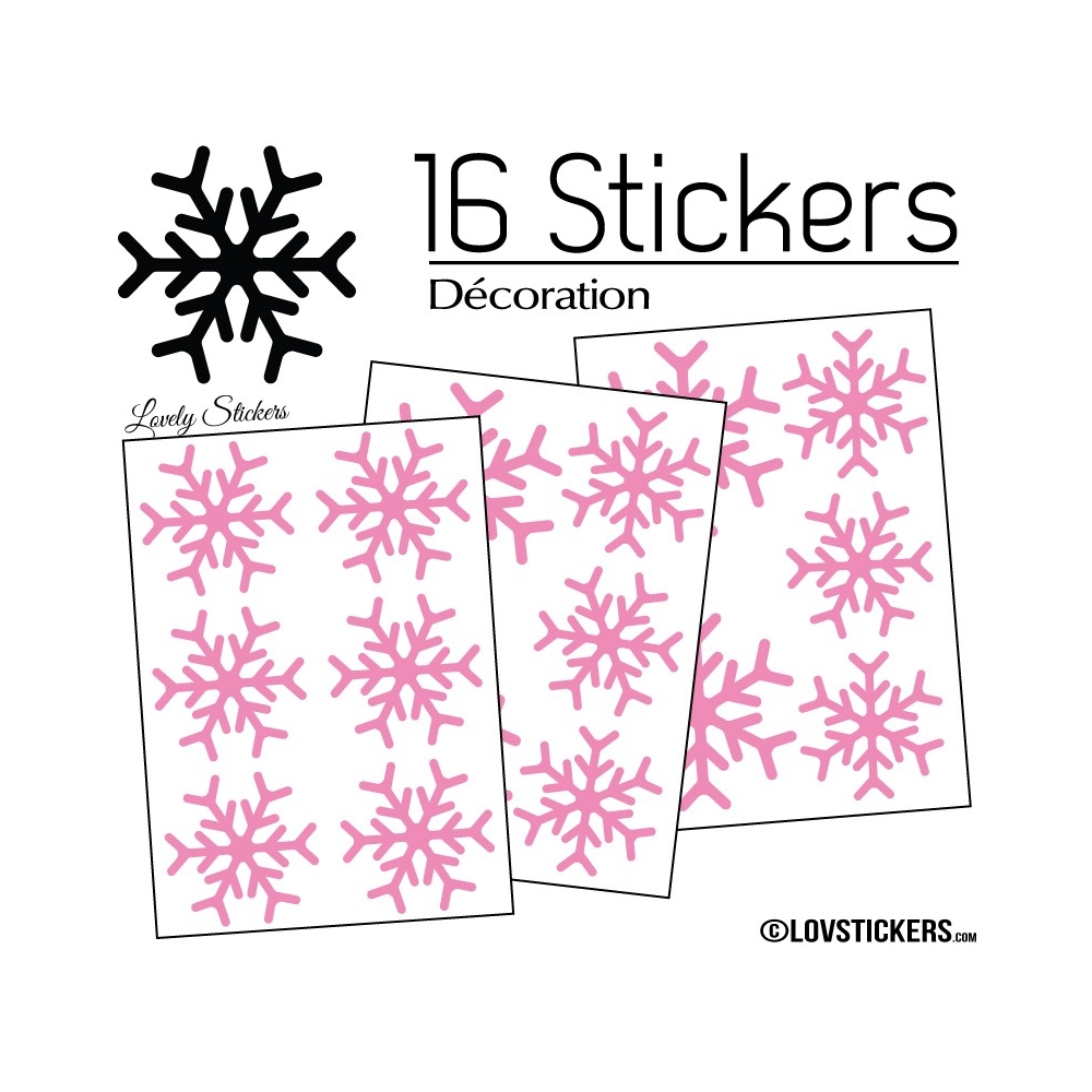 16 Stickers flocons de neige - Autocollant Décoration de Noel