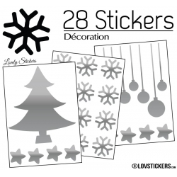 28 Stickers Noel non permanent - Autocollant Décoration Hivers et Noel