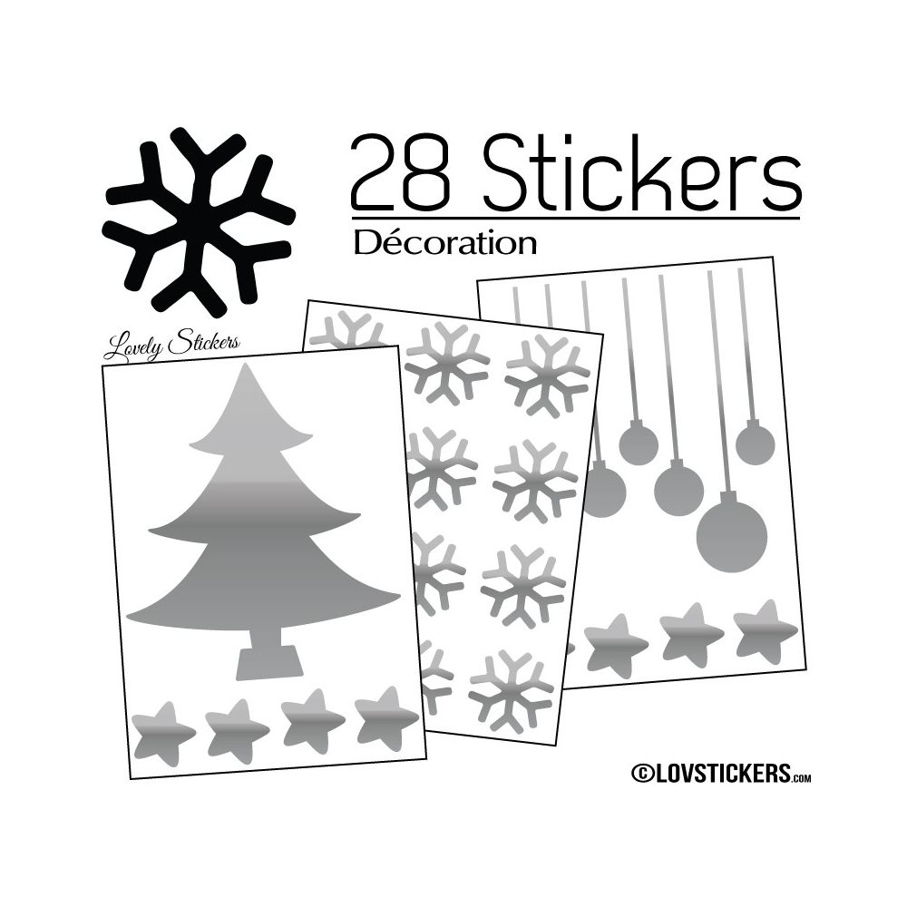 28 Stickers Noel non permanent - Autocollant Décoration Hivers et Noel