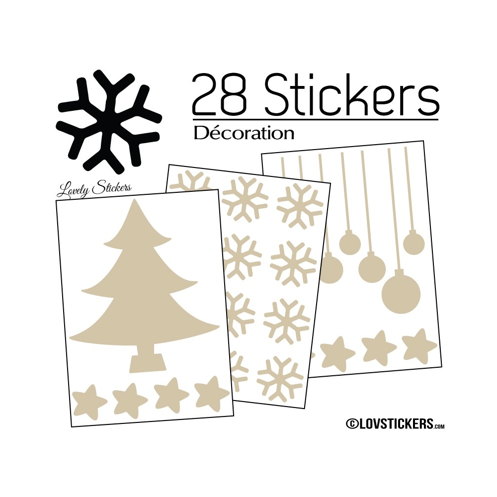 28 Stickers Noel non permanent - Autocollant Décoration Hivers et Noel